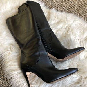 Manolo Blahnik Black Leather Heeled Boots